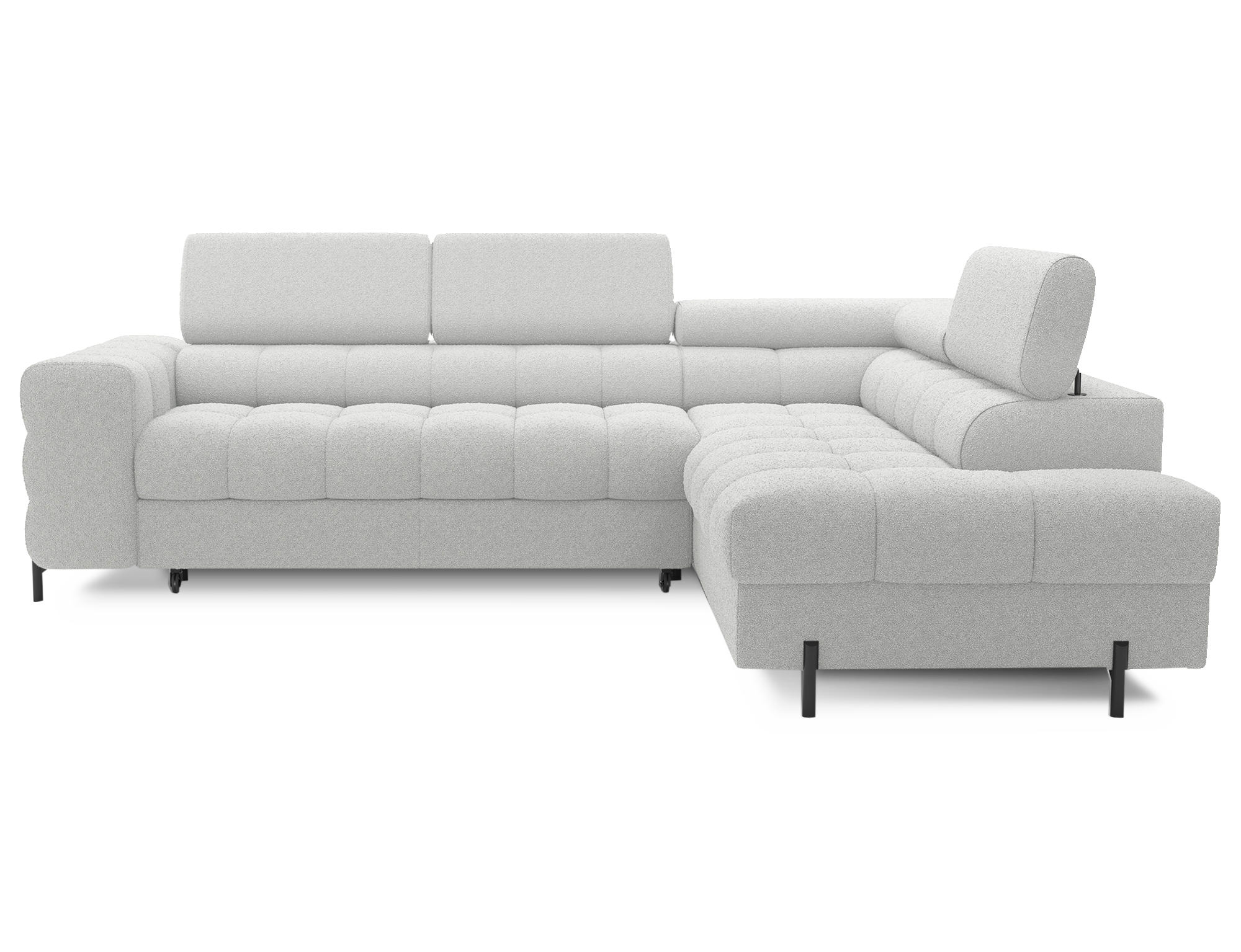 ECKSOFA FERUCCE L-Form – Polsterecke mit Schlaffunktion, Bettkasten & verstellbaren Kopfstützen 276 cm - Hellgrau, Kunststoff (276/200cm)