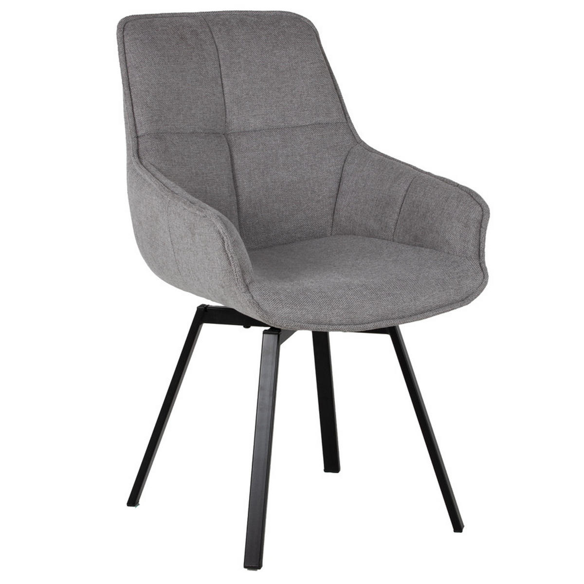 ESSTZIMMERSTUHL 2er Set drehbar aus Stoff, grau - Grau, Metall (58/86/61cm) - Giga Meubel