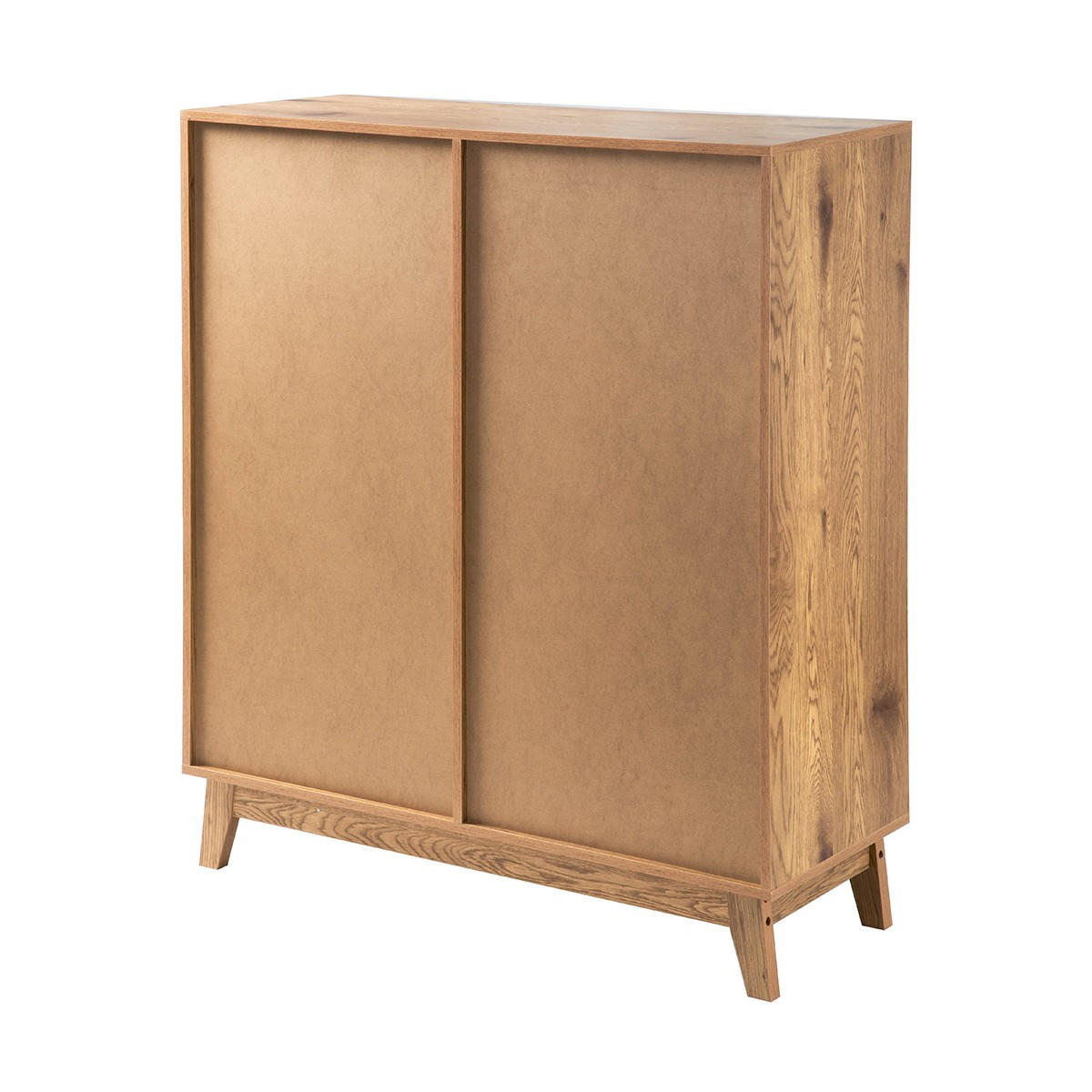 HOHES ANRICHTE 2 Türen 2 Schubladen mit Rattan-Fronten 40/120/100 cm - Apfelbaumfarben, Holzwerkstoff (40/120/100cm) - Calicosy