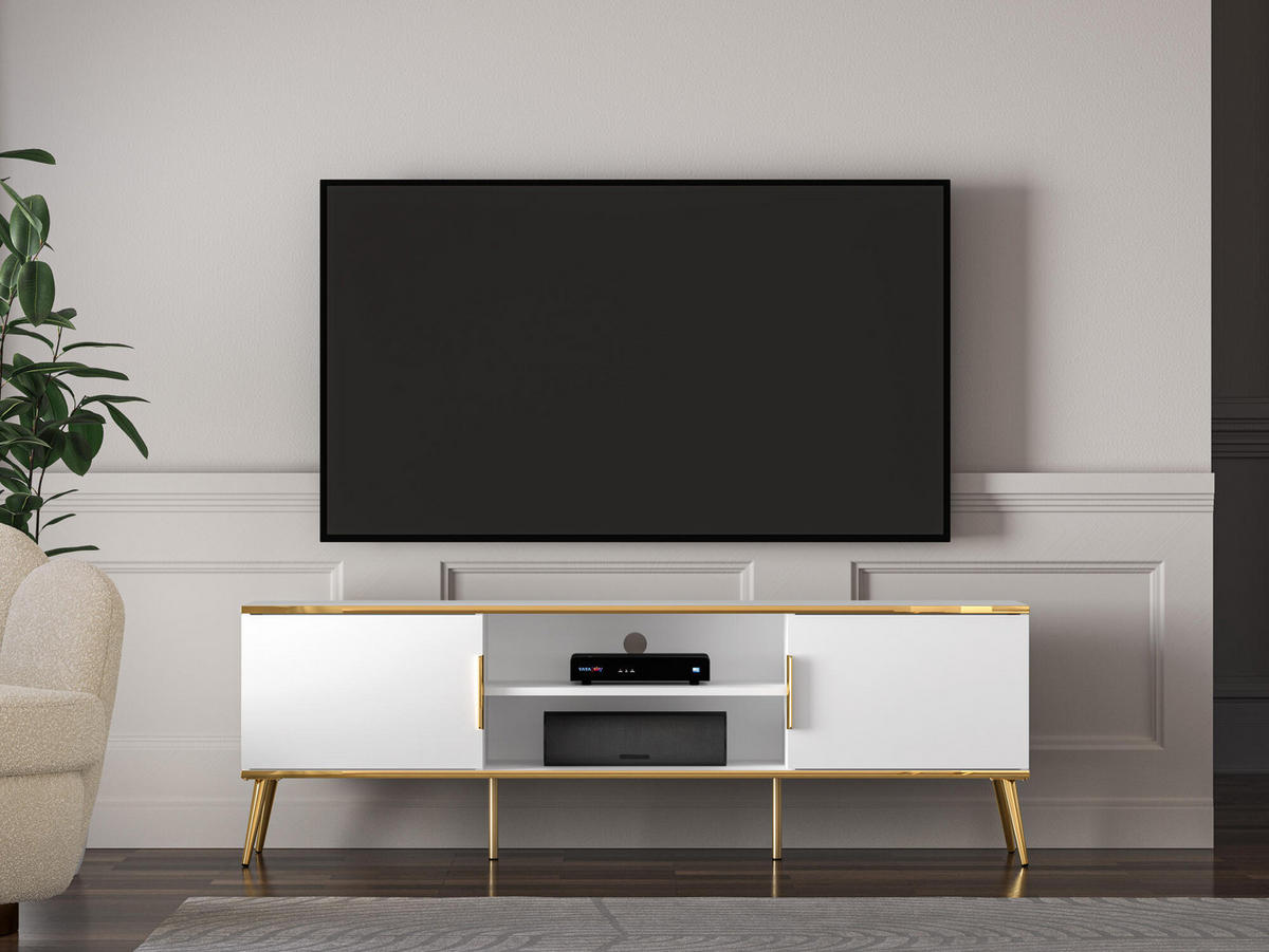 TV-LOWBOARD VITERBO Weiß 160x40x53 cm - Weiß, Holzwerkstoff (160/53/40cm) - FURNLUX