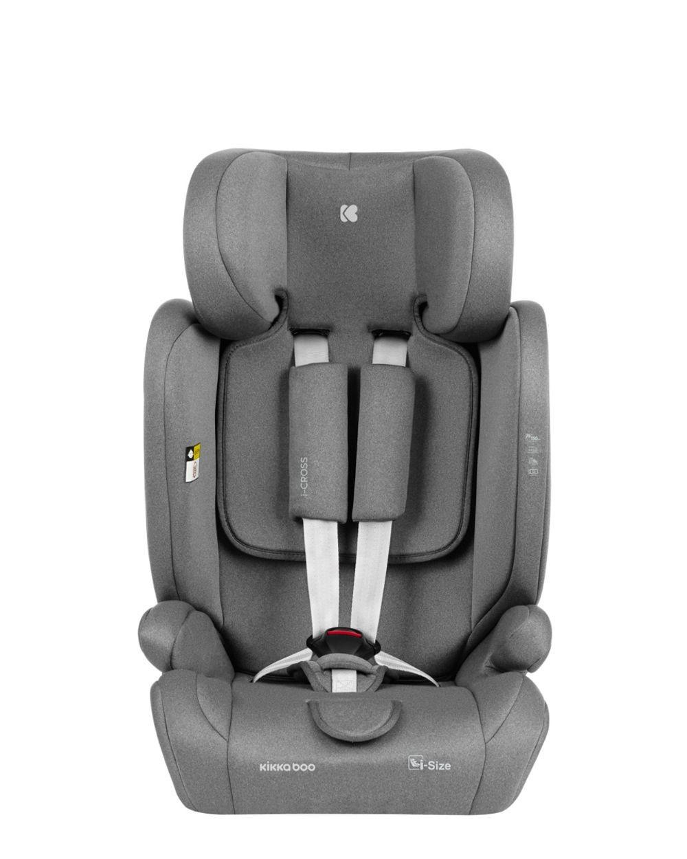 KINDERSITZ i-Cross i-Size grau (76-150cm) Isofix Top Tether Kopfstütze Gurt - Grau, Kunststoff (40/56/49cm) - Kikka boo