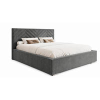 POLSTERBETT 200x200 cm AURA, Doppelbett mit Bettkasten und Lattenrost aus Holz, Velourstoff: Dunkelgrau - Dunkelgrau, Holz/Kunststoff (200/200cm) - Marpur