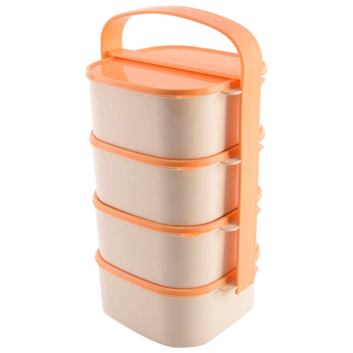 LUNCHBOX 4-stöckige aus Kunststoff 4 x 1,15 l - Orange, Kunststoff (15/31/15cm) - Orion 