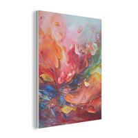 AKUSTIKBILD Ölgemälde - Kunst - Abstrakt - Farbenfroh Wandbilder 60x80 cm - Altrosa, Textil (60/80/0.9cm) - MuchoWow