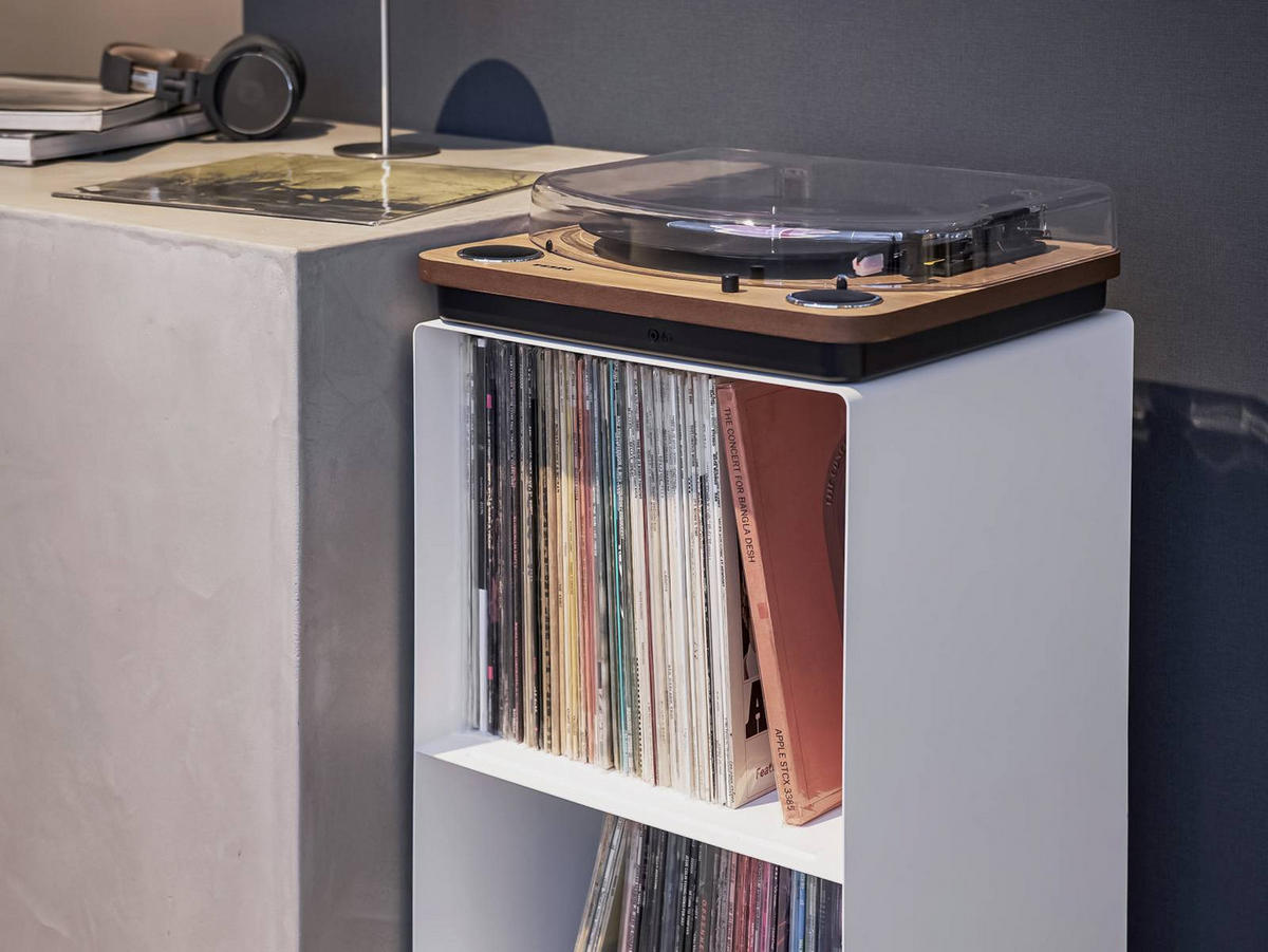 SCHALLPLATTENREGAL Tower weiß 40/73/38 cm - Weiß, Metall (40/74/38cm) - Yamazaki