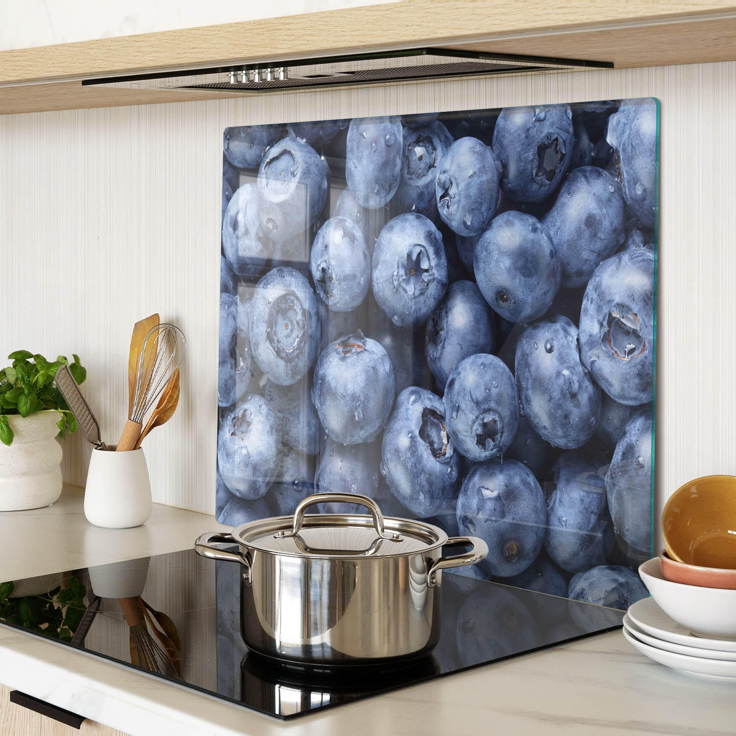 GLASPLATTE 60x52 cm Blaubeeren - Blau, Glas (60/0.4/52cm) - TULUP