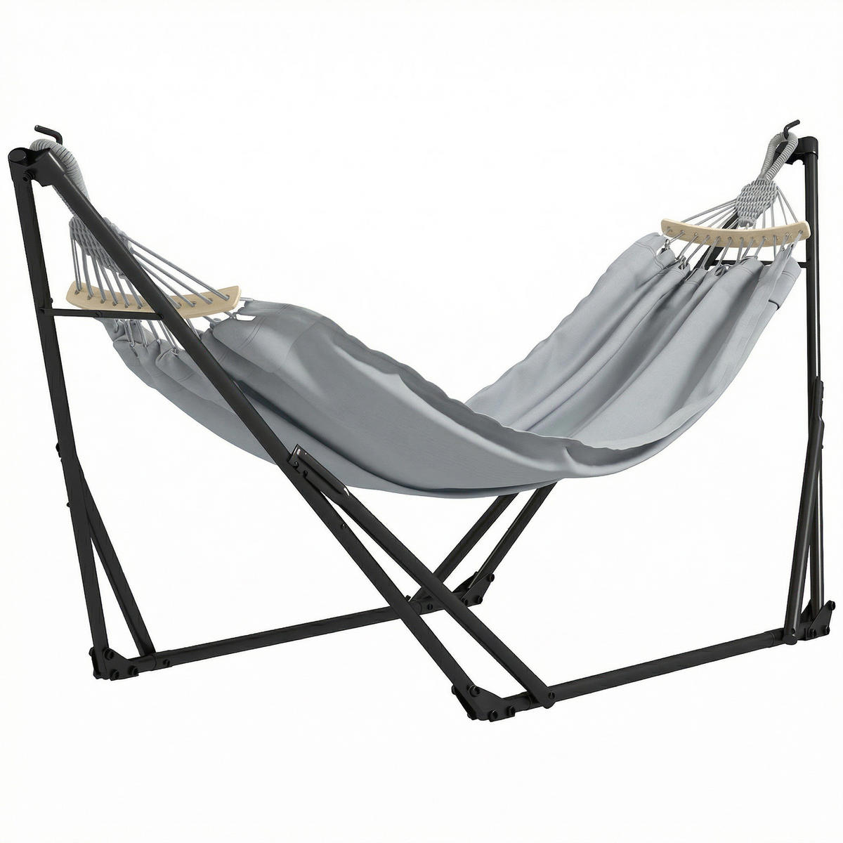 HÄNGEMATTE DE-13684 2-in-1 klappbar mit Tragetasche Grau - Grau, Metall (89/100/268cm) - ComfortXL