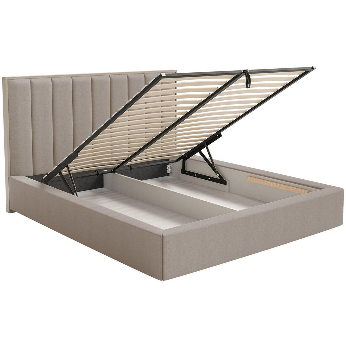 POLSTERBETT Togents Braun mit Chenillebezug, Bettkasten und LED, 180x200 cm - Braun, Textil (180/200cm) - Selsey