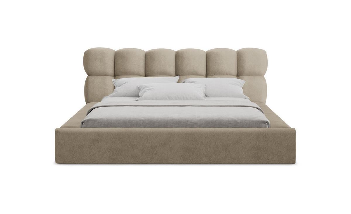 POLSTERBETT mit Bettkasten und Lattenrost 180x240 Beige - Beige/Schwarz, Kunststoff/Textil (140/200cm) - Makamii