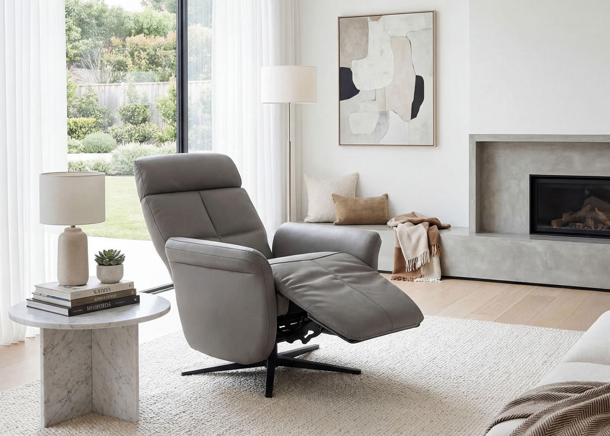 RELAXSESSEL Dunkelgrau - Dunkelgrau, Leder (76/110/153cm) - MCW