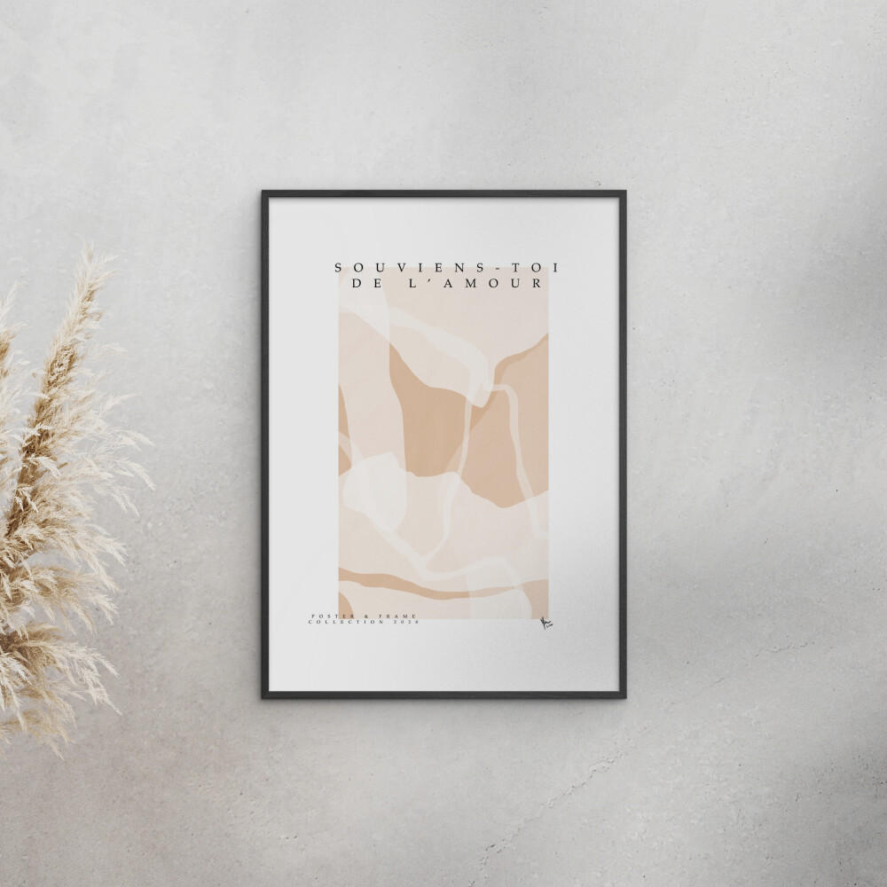POSTER mit Rahmen Poster & Frame - Collection - Souviens Toi De L'amour - Schwarz/Naturfarben, Holz/Papier (50/70cm) - Poster&Frame