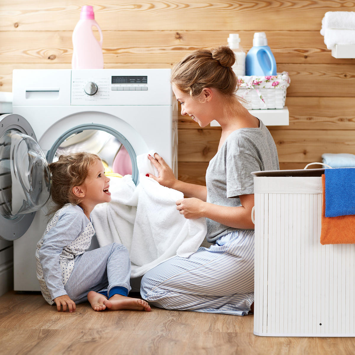 WÄSCHEKORB - Weiß, Holz/Textil (40/60/30cm) - Relaxdays