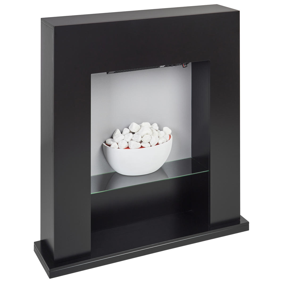ELEKTROKAMIT Schwarz Djurab - Schwarz/Weiß, Holzwerkstoff (86/90/21cm) - Beliani