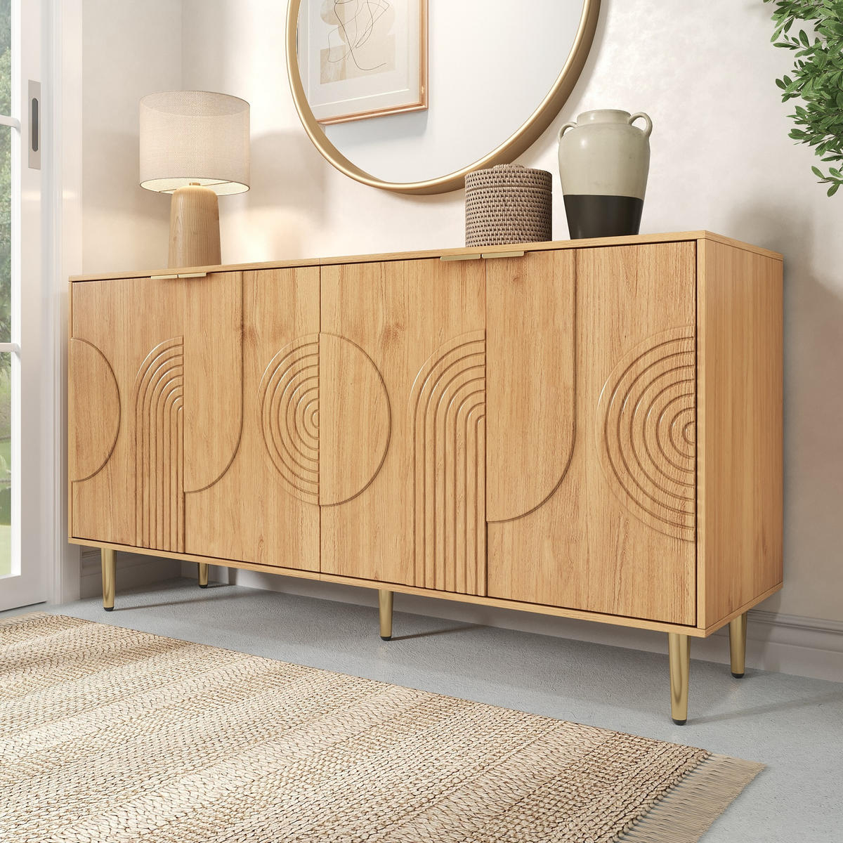 SIDEBOARD 140cm modern Stauraum Anrichte Buffet Wohnzimmer - Naturfarben, Holzwerkstoff (40/72/140cm) - FLIEKS