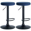 BARHOCKER 2er Set Samt blau - Blau, Textil/Metall (38.5/60/38.5cm) - CLP