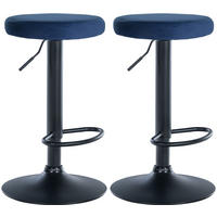 BARHOCKER 2er Set Samt blau - Blau, Textil/Metall (38.5/60/38.5cm) - CLP