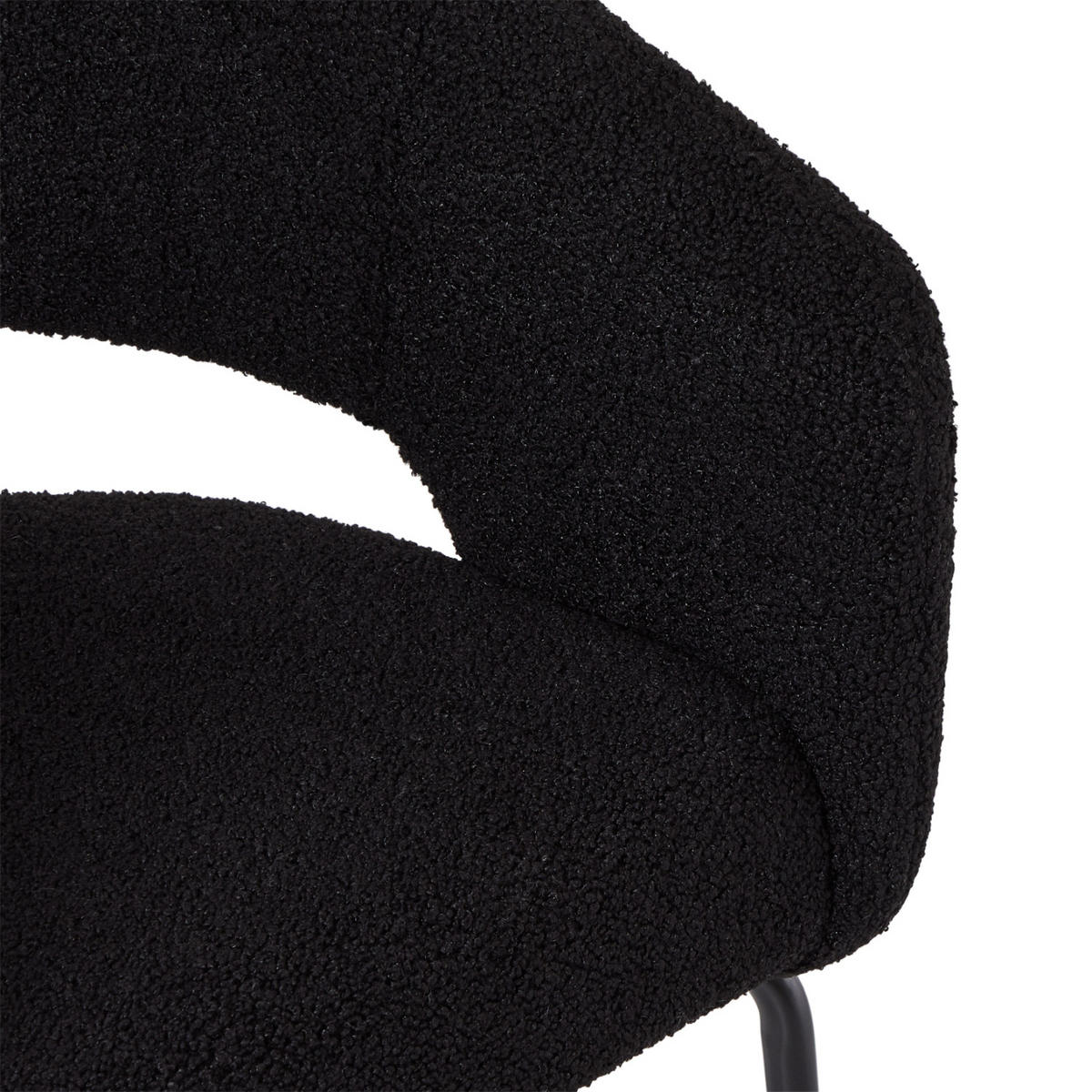 ARMLEHNSTUHL-SET 2 Stück in Teddystoff - Schwarz, Textil/Metall (57/81/56cm) - Furnhouse