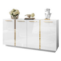KOMMODE ONYX 4T 158 CM LUXURIÖSE KOMMODE MIT HOCHGLANZ FÜR DAS WOHNZIMMER - Goldfarben/Weiß, Holzwerkstoff (158/81/41cm) - Lookway