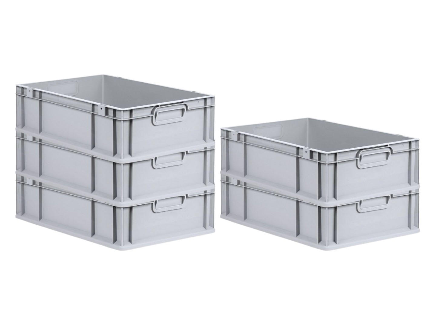 EUROBOX 5x Nextgen Economy Griffe Geschlossen 17x40x60cm 34 Liter - Grau, Kunststoff (40/17/60cm) - PROREGAL