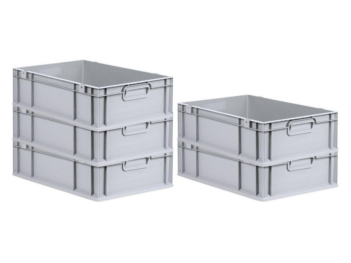 EUROBOX 5x Nextgen Economy Griffe Geschlossen 17x40x60cm 34 Liter - Grau, Kunststoff (40/17/60cm) - PROREGAL