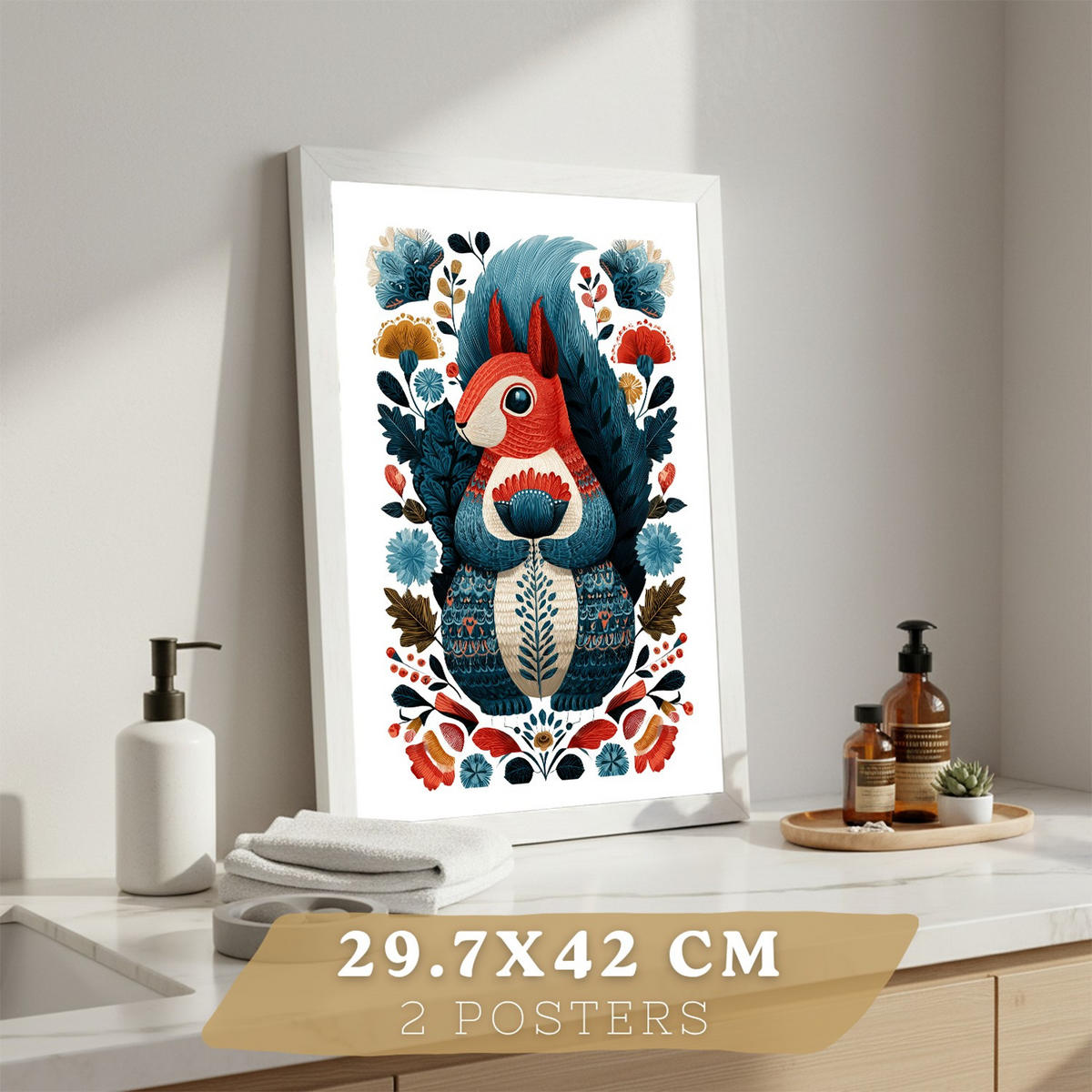 PLAKÁT Sada 2 moderních tisků v lidovém stylu Bezrámové A3 - čirá, papír (42/29.7/3cm) - Nacnic