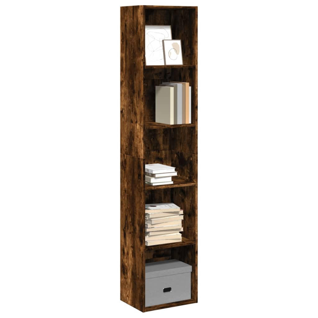 BÜCHERREGAL mit 5 Fächern 40/30/189 cm aus Holzwerkstoff Räuchereiche Dekor - Dunkelbraun, Holz (40/189/30cm) - vidaXL