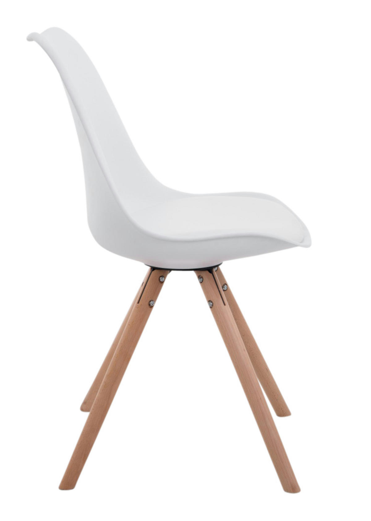 STUHL 4er Set Lederlook weiß - Eukalyptusholzfarben/Weiß, Holz/Textil (48/83/56cm) - CLP