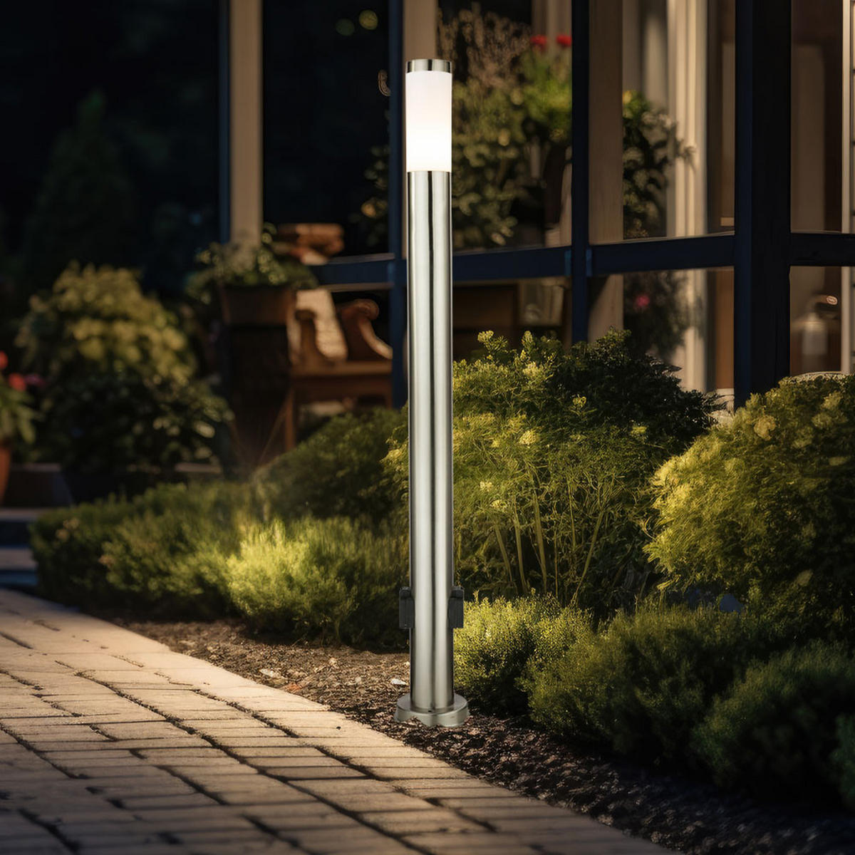 LED STEHLEUCHTE Edelstahl Silber 2er Set - Silberfarben, Metall (12.7/12.7/110cm) - Globo Lighting