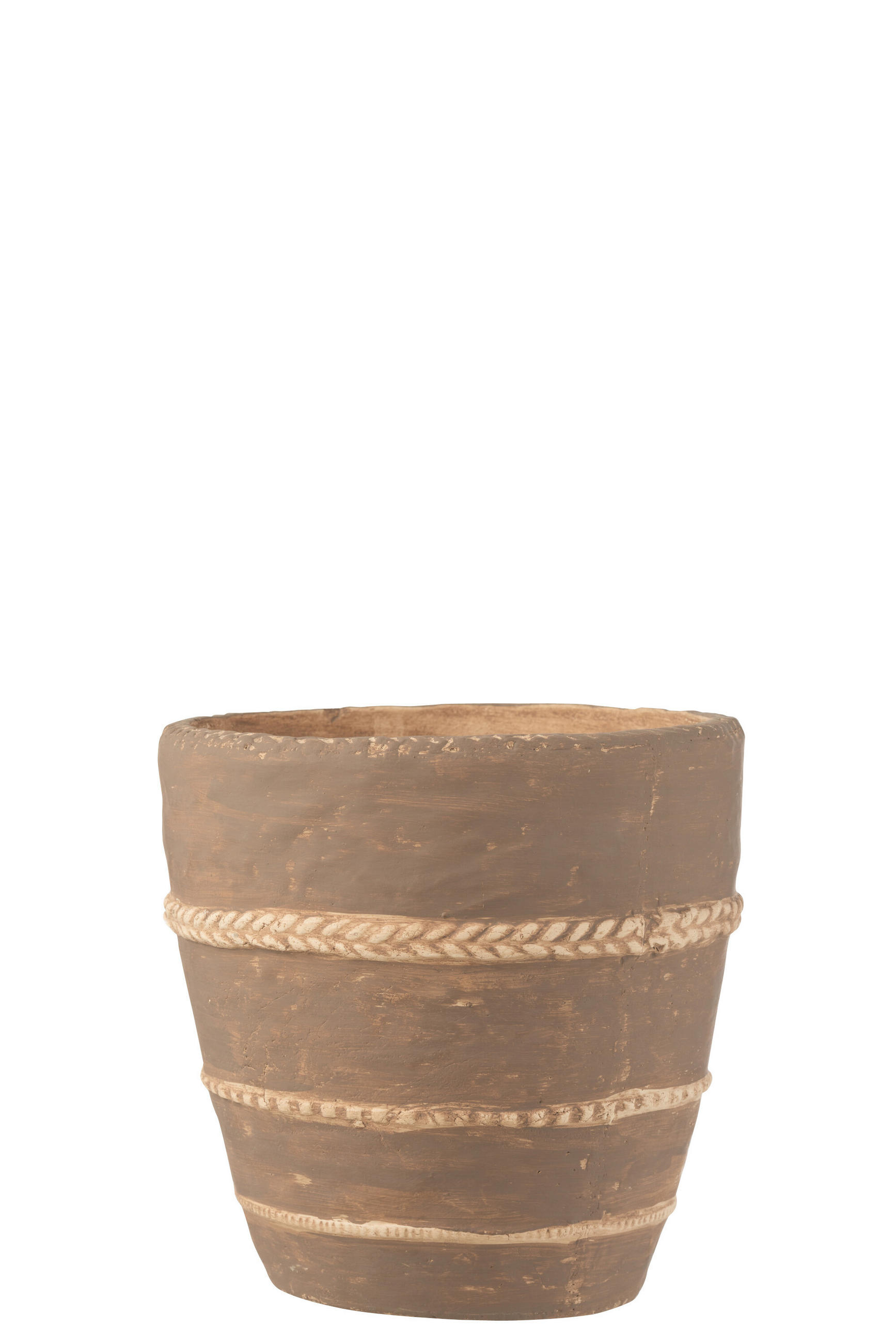 BLUMENTOPF GEFLOCHTEN - Töpferei - Braun - XL - Ø 23,5 cm - Braun, Keramik (23.5/24cm) - J-Line