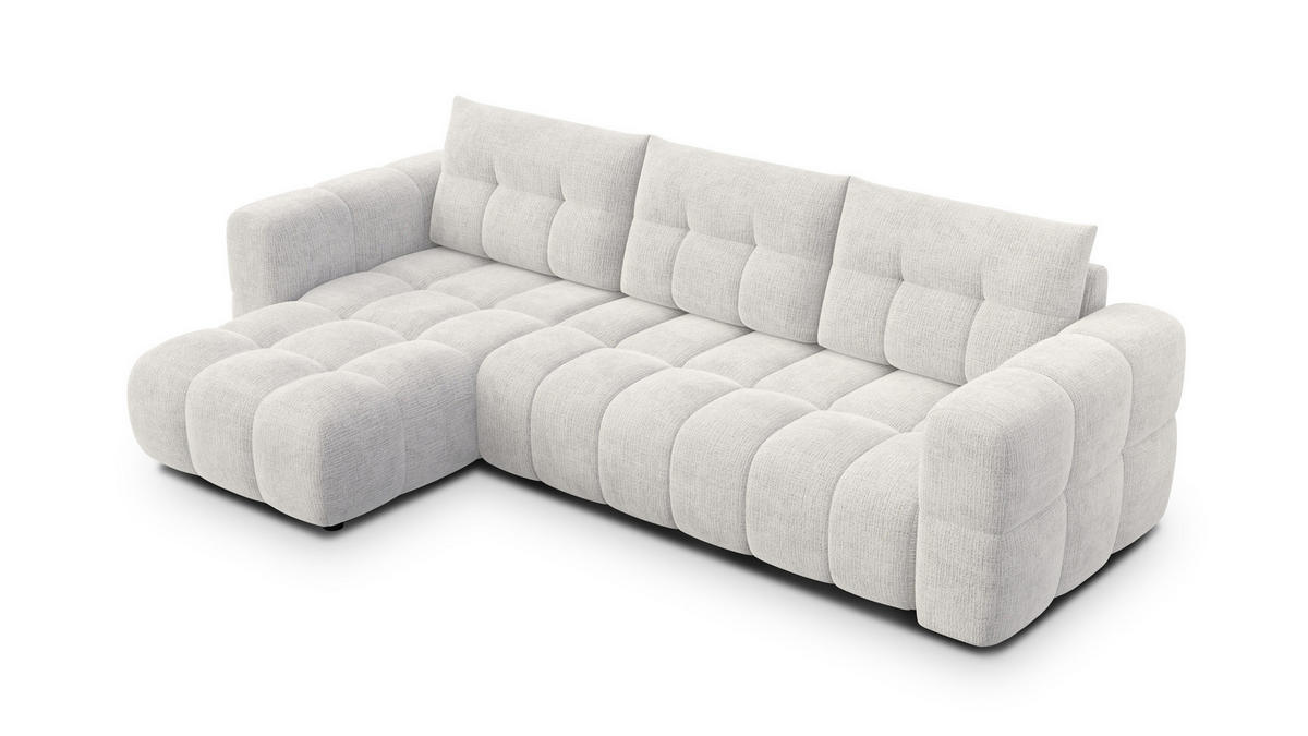 ECKSOFA CLOUDI 4-Sitzer links, creme - Creme/Schwarz, Holz/Textil (294/160cm) - Courtois Laville