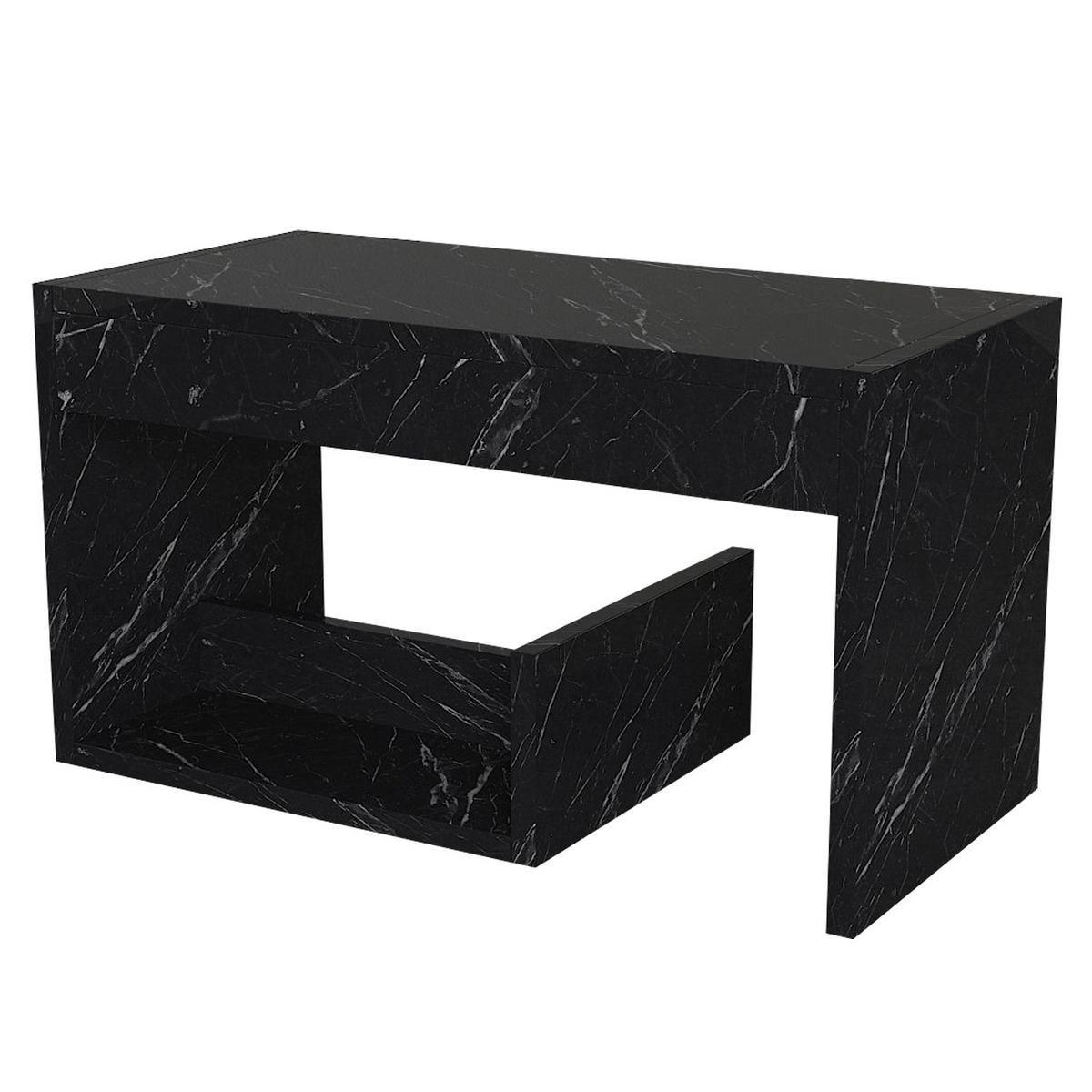 BEISTELLTISCH Sister Bendir Glänzend (Marmor Optik) - Schwarz/Weiß, Holzwerkstoff (29/35/60cm) - moebel17