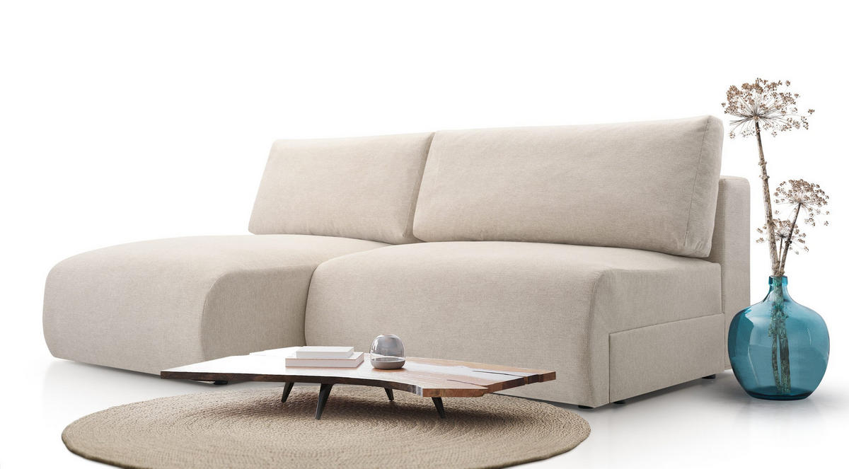 ECKSOFA mit Schlaffunktion Greste, Creme - Creme, Textil (150/223cm) - Meblito