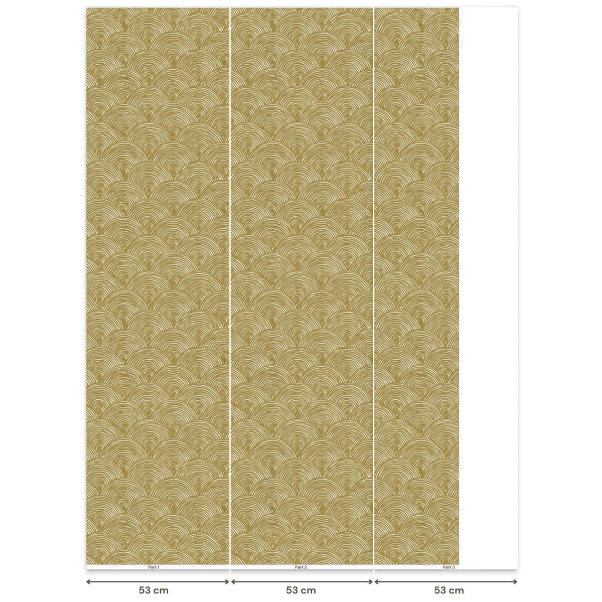 TAPETE - Fächer - Geometrisch - Grün - 140x220 cm - Goldfarben, Papier (140/220cm) - OnlyWow