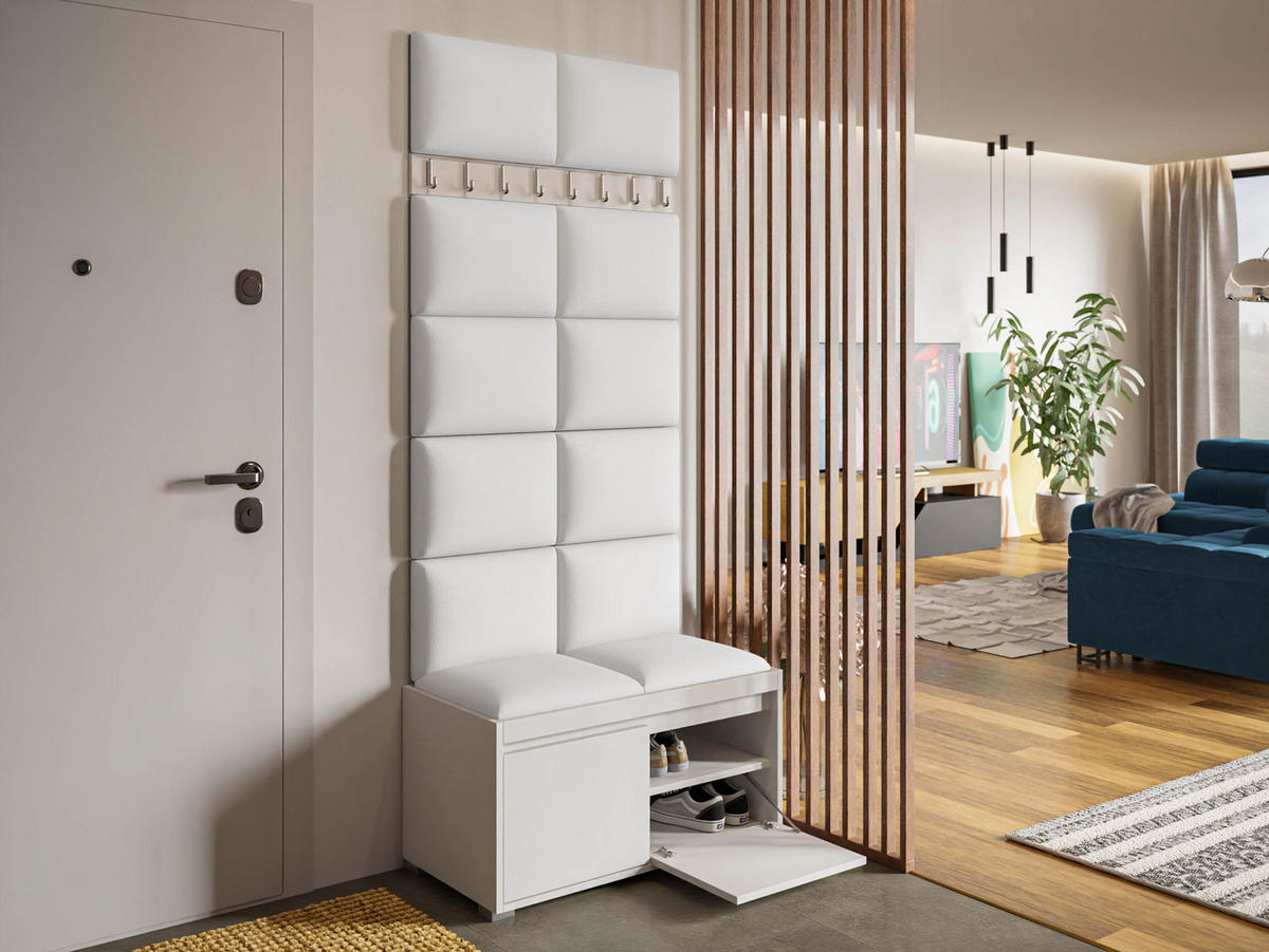 GARDEROBEN-SET Grawis 80 II - Weiß Hochglanz/Silberfarben, Holzwerkstoff/Kunststoff (84.5/45/34cm) - MIRJAN24