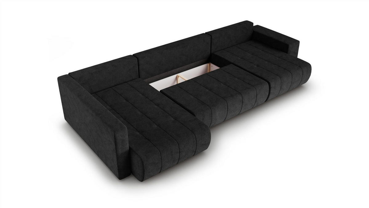 WOHNLANDSCHAFT Armanda - Schwarz, Holzwerkstoff/Textil (392/83/185cm) - Fun Möbel