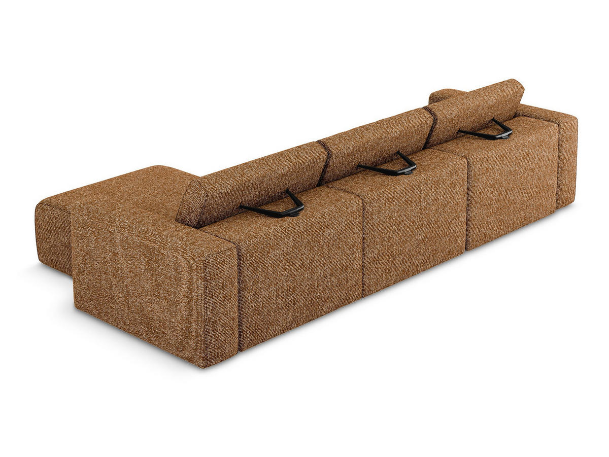 ECKSOFA rechts Strukturstoff Stoff Orange - Terra cotta/Schwarz, Kunststoff/Textil (314/167cm) - Makamii