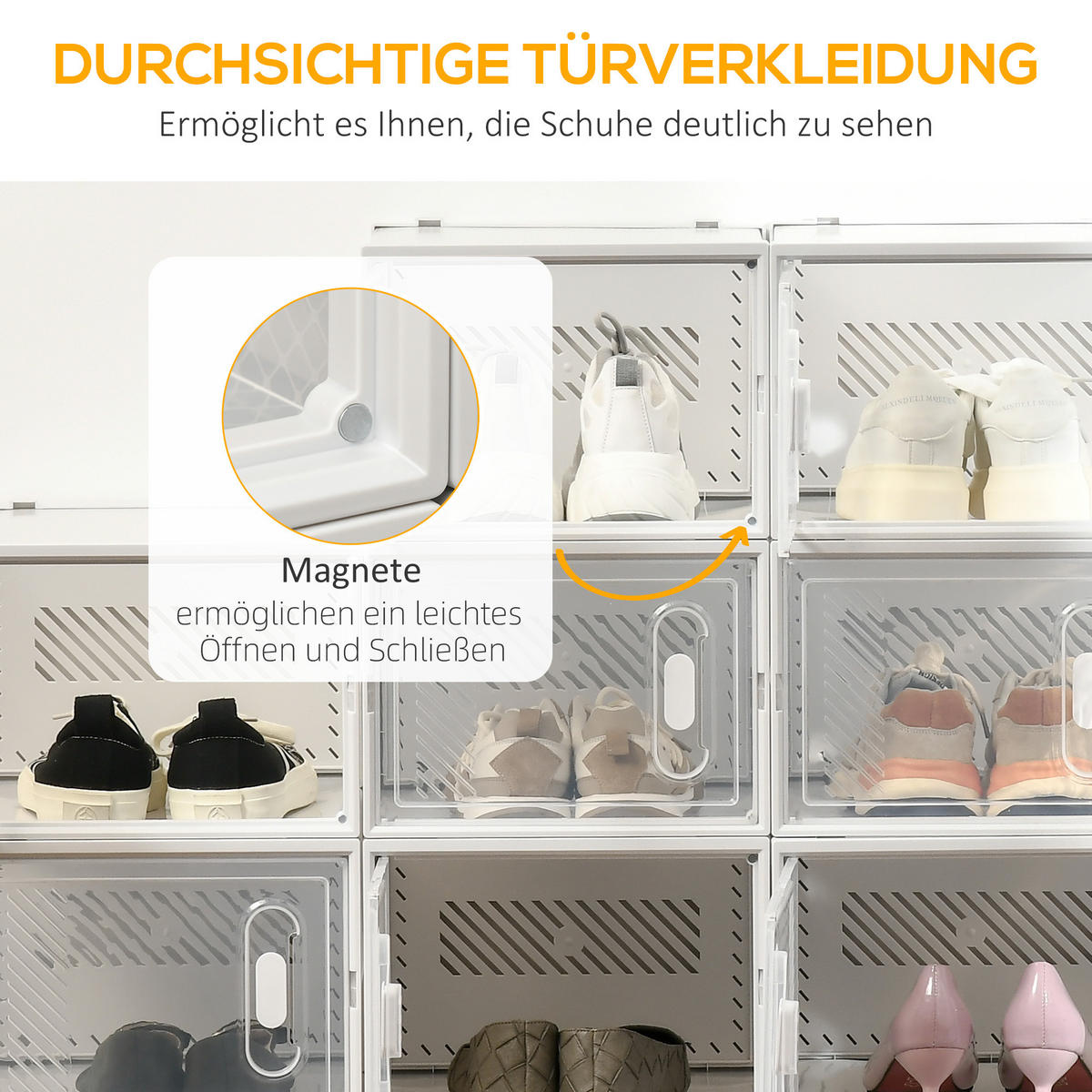 DIY-SCHUHSCHRANK 18er Set Kunststoff Transparent - Transparent, Kunststoff (28/21/36cm) - HOMCOM