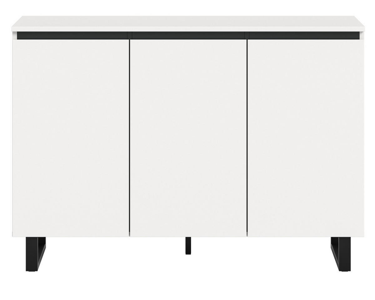 SIDEBOARD weiß, schwarz, Kommode 120 x 84 cm mit Soft-Close, Gelia - Schwarz/Weiß, Holzwerkstoff/Metall (120/84/36cm) - Inn.Furn