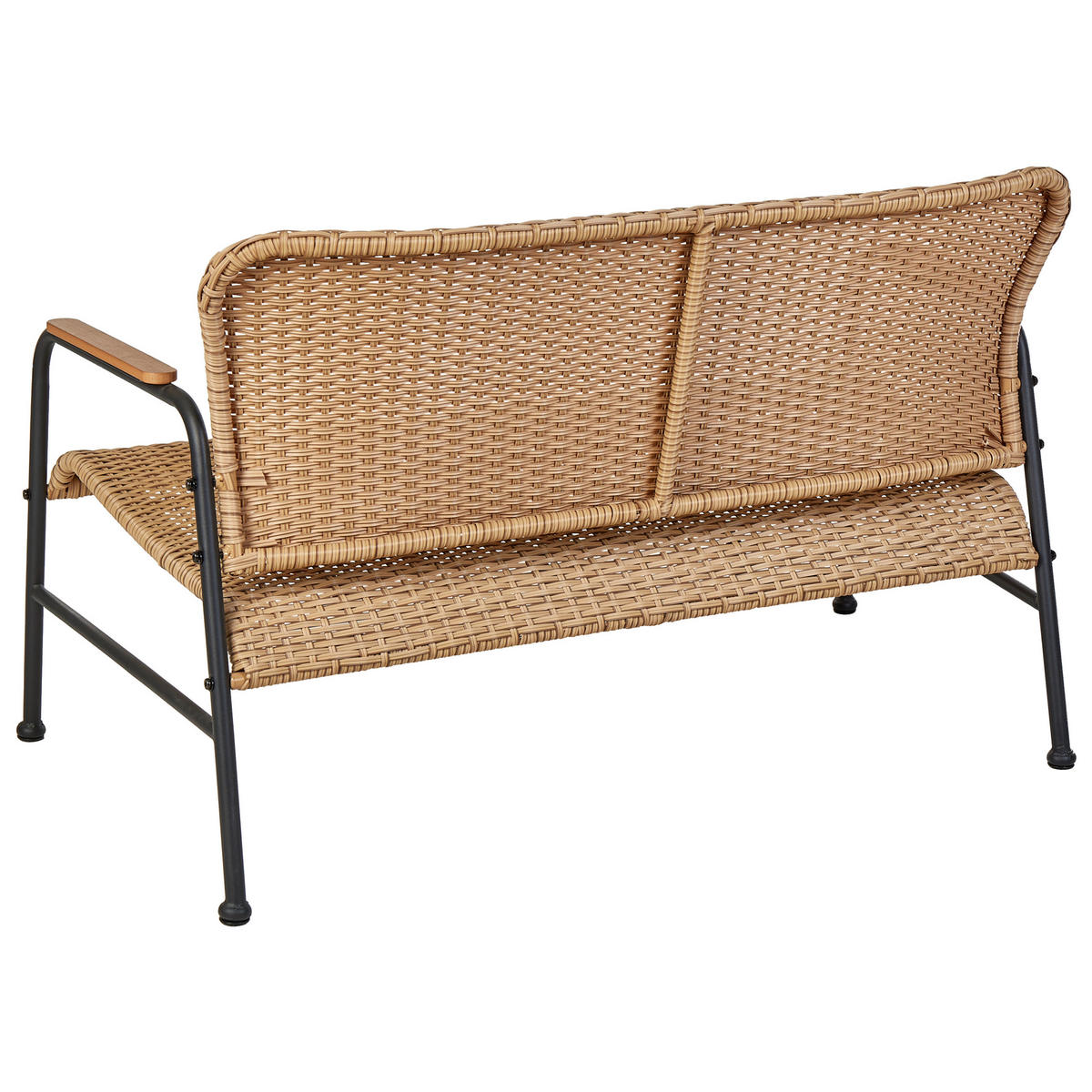 GARTENLOUNGE 4-Sitzer Naturfarben Ofanto - Schwarz/Naturfarben, Kunststoff - Beliani