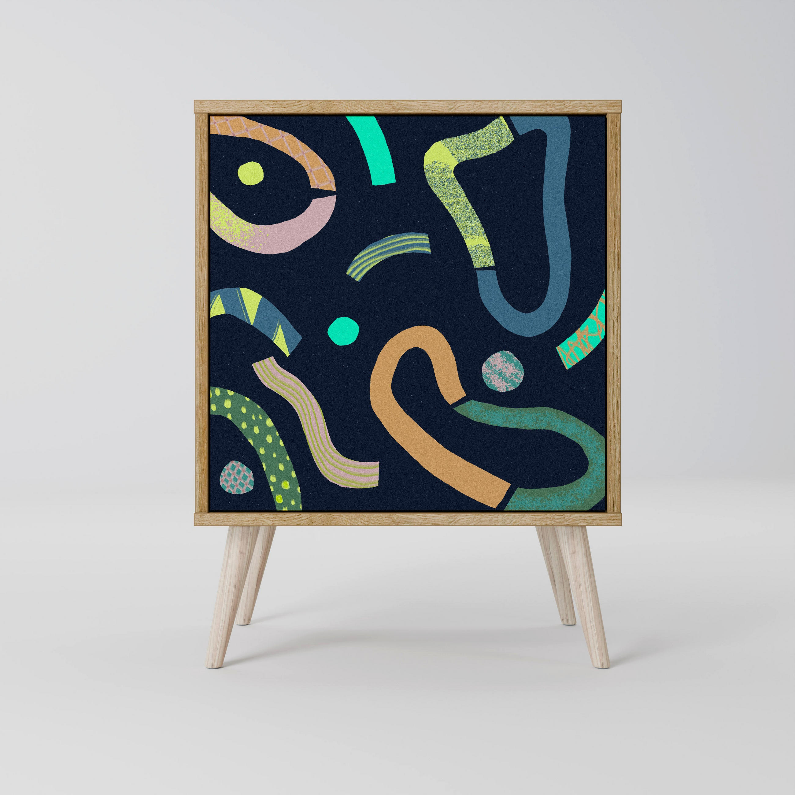 SIDEBOARD CONTRAST DANCE, Eichefarben, 57,5x42x77,5 cm, Schräge Buchenholzfüße - Eichefarben/Buchefarben, Holzwerkstoff/Buchenholz (57.5/77.5/42cm) - SpaceRebels