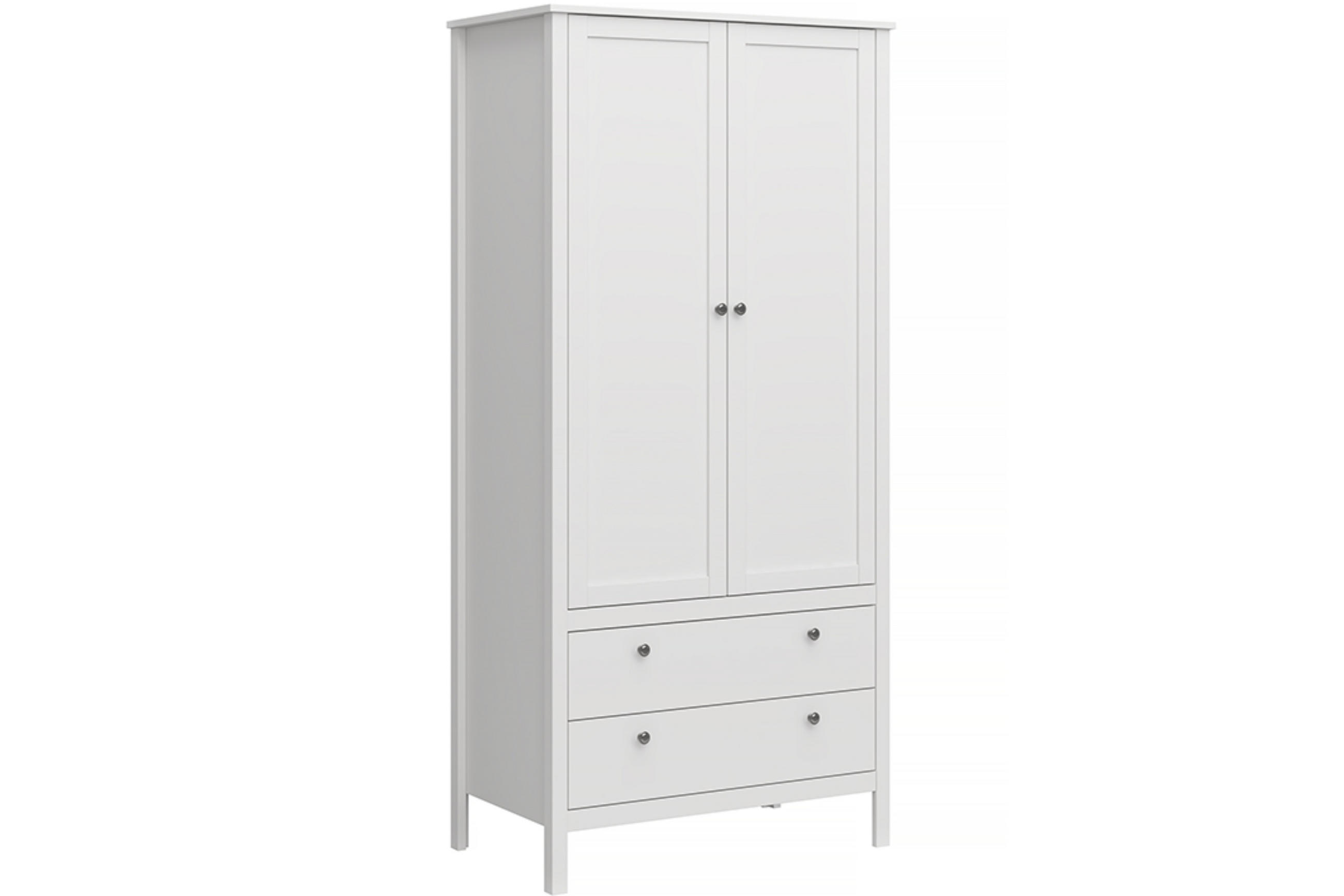 GARDEROBE FARGE, Kleiderschrank mit Türen und Schubladen, weiß - Weiß, Holz (91/201/61cm) - KONSIMO®