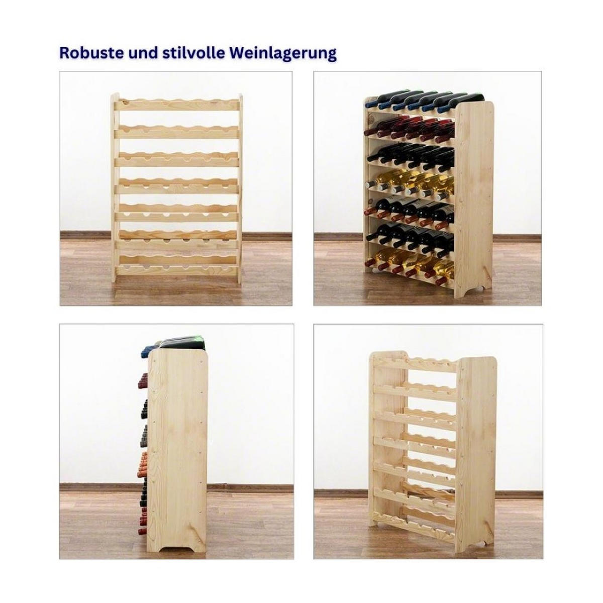 WEINREGAL Pinotwine C 87,2x63,2x26,5 cm 42 Flaschen Massives Kiefernholz Braun Geölt - Braun, Holz (63.2/87.2/26.5cm) - PROREGAL