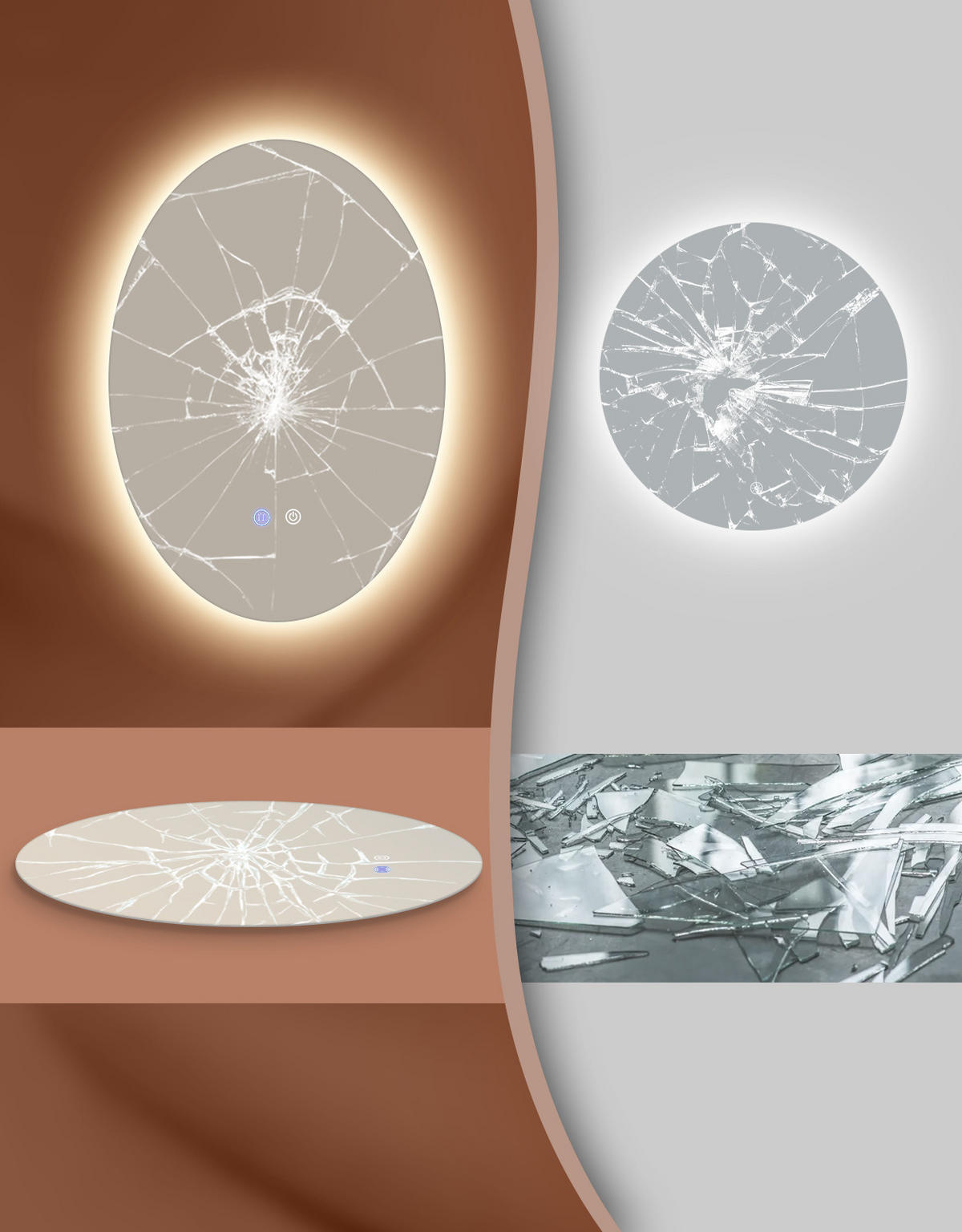 LED BADEZIMMERSPIEGEL 3/50/70cm - Weiß, Glas (3/70/50cm) - Nettlife