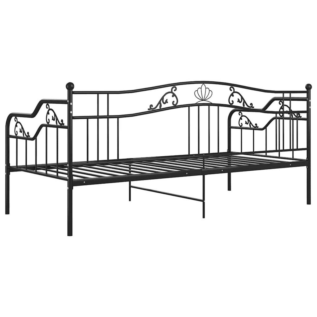 SCHLAFSOFA Bettgestell Schwarz Metall 90/200 Cm - Schwarz, Naturmaterialen (90/200cm) - vidaXL