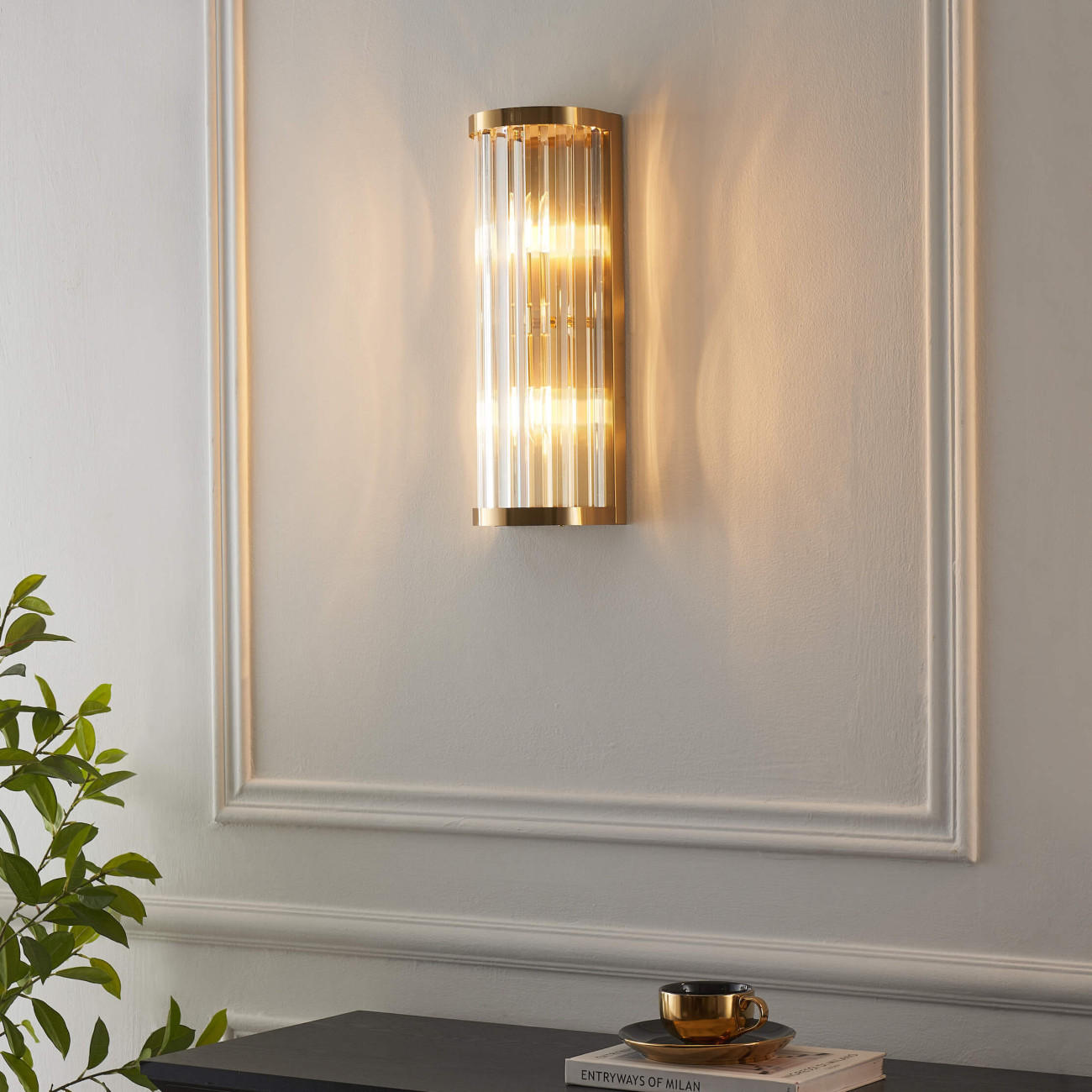 WANDLEUCHTE Andria, Transparent und goldfarben, 45cm - Transparent, Glas (16/45/12cm) - KOSILUM