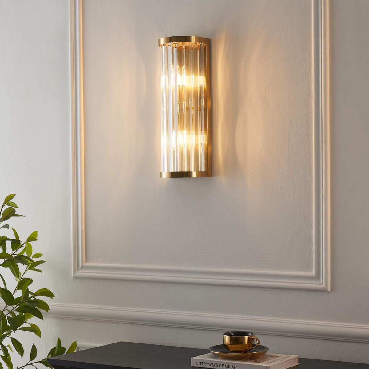 WANDLEUCHTE Andria, Transparent und goldfarben, 45cm - Transparent, Glas (16/45/12cm) - KOSILUM