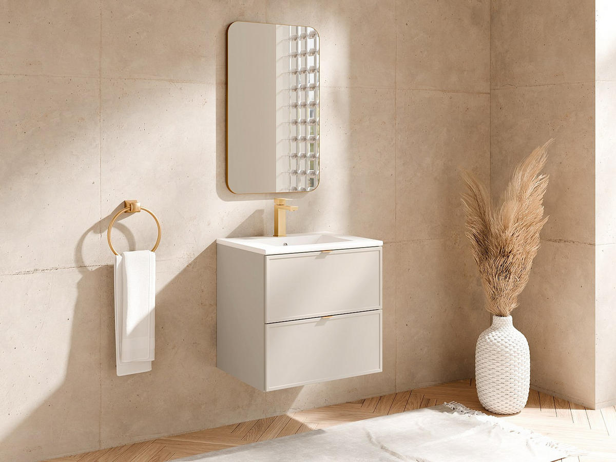 WASCHBECKENUNTERSCHRANK - 60cm x 45cm - MDF - beige - ONDIL - Beige, Holz (60/60/45cm) - Vente-Unique