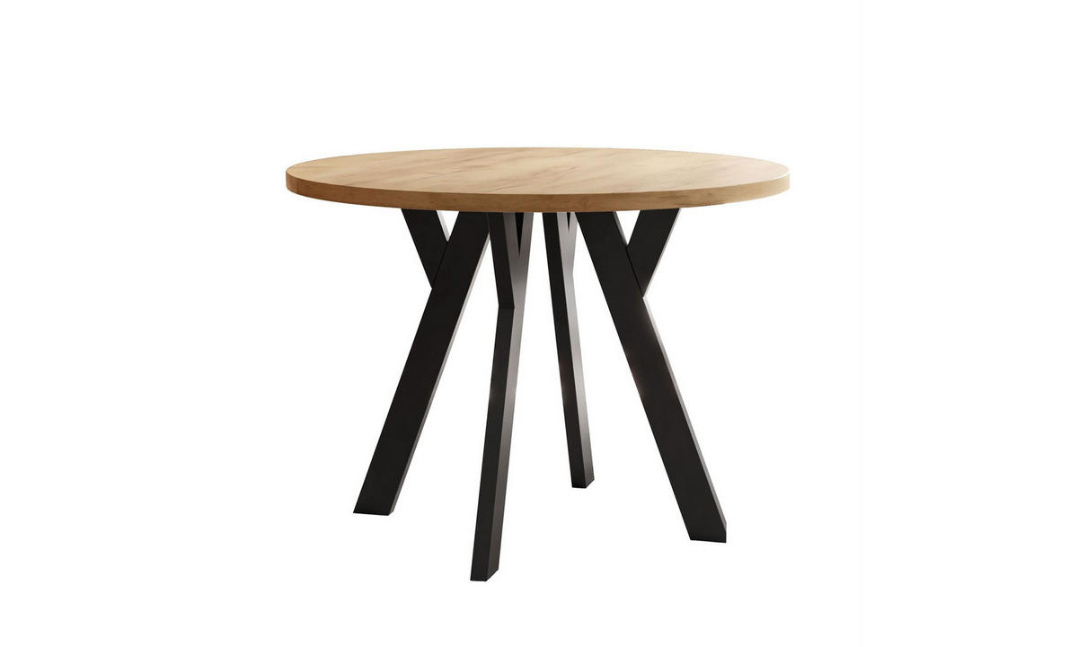 ESSTISCH VOLTA LOFT 100/100/72,5 cm Tischplatte: Goldene Eiche Craft; Gestell: Schwarz - Eichefarben/Schwarz, Holzwerkstoff/Metall (100/100/72.5cm) - Lookway