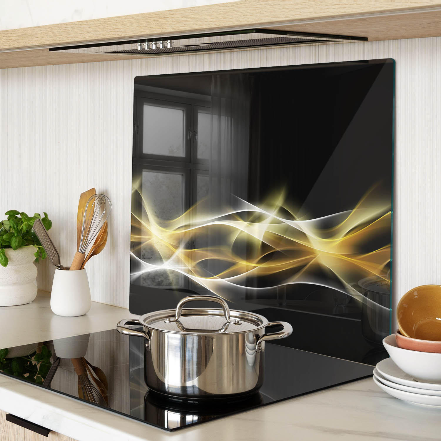 GLASPLATTE 60x52 cm Abstraktion Licht - Gelb, Glas (60/0.4/52cm) - TULUP
