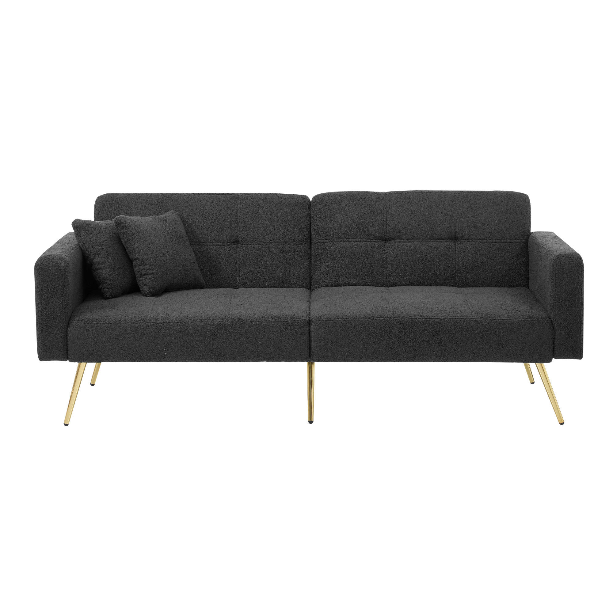SCHLAFSOFA mit Bettfunktion verstellbarem Winkel Goldene Beine Antique Grey 175/64/72 cm - Dunkelgrau, Kunststoff (175/72/64cm) - OKWISH